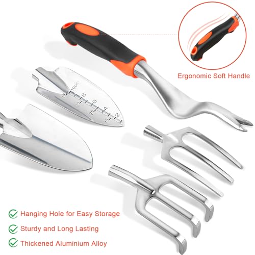 Garden Tools Set, 8 Piece, Gardening Tools Set with Storage Bag Orange - view 3