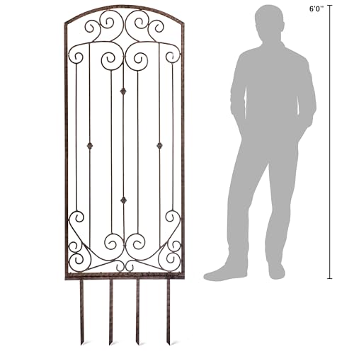 Garden Trellis 32" W x 6' Tall, Heavy Duty Iron Freestanding - view 4