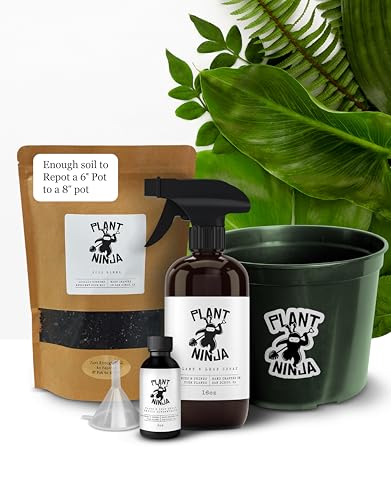 Premium Starter Bundle, Includes a 8” Pot, 16oz Spray Bottle, 1oz Concentrate, Soil Blend, & Funnel, Plant and Leaf Shine Spray for Indoor Plants, House Plants, w/Potting Soil - Large