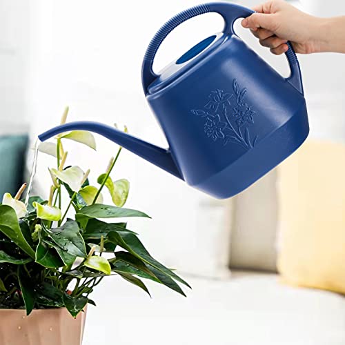 1-Gallon Plastic Watering Can with Comfortable Handle, Garden Watering Cans Long Spout for Indoor Outdoor Watering Plants, Blue - view 4