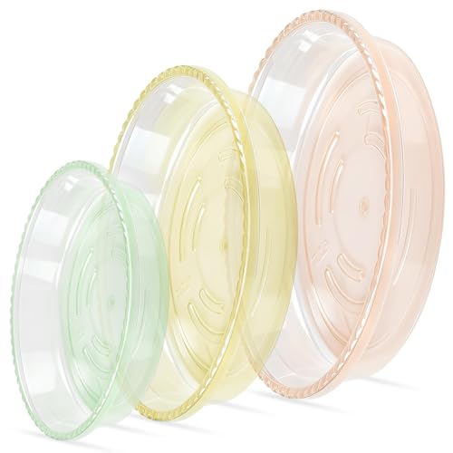 9 Pack Plant Saucers (6inch /8inch /10inch) Multiple Color Plant Trays for Indoor Outdoor Plastic Flowerpot Saucers Thicker Plant Water Catcher Drip Trays for pots -Green/Yellow/Pale Pink