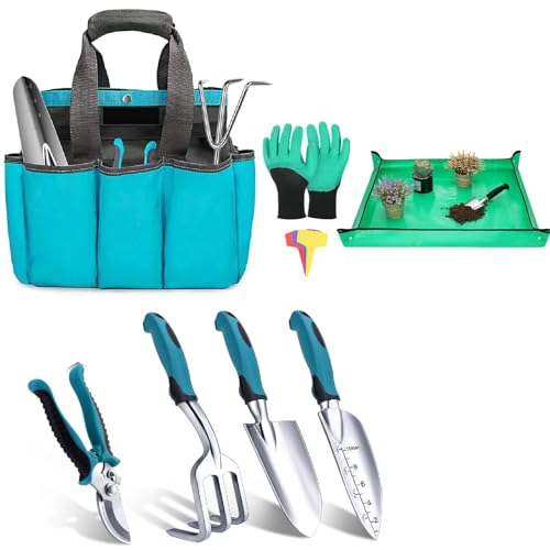 Gardening Tools Set, 8PCS Gardening Gifts for Women, Blue+Black - view 4