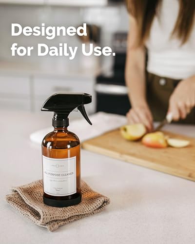 Amber Glass Spray Bottles, 2 Pack Glass Refillable Bottles for Cleaning solutions, 16 oz Spray Bottle for Cleaning, Mister Spray Bottle, Amber Spray Bottles with Waterproof Labels - view 4