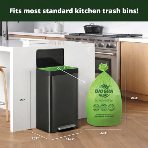 10-13 Gallon Compostable Trash Bags with Flat-Top 50 Bags Thick 0.87 Mil Leakproof Plant-based Tall Kitchen Wet Food Scrap Waste, ASTM D6400, US BPI and OK Compost Home Certified - view 2