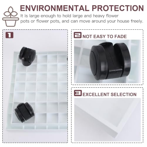 Moveable Flowerpot Holder Tray with Universal Wheels, Square Resin - view 3