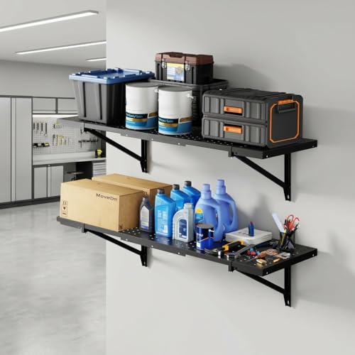 2-Pack 1x3ft Perforated Garage Wall Shelving, 700lbs, Black - view 2