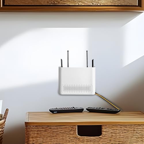 Router Storage Box – Wall-Mount Wifi Cable Organizer, Internet Modem Shelf Rack | No-Drill Network Equipment Holder for Bedroom, Living Room, Dorm, Office, Apartment, Study Room, Home Interior - view 5