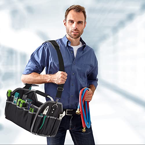 Tool Bag, Empty, Carrying Handle and Shoulder Strap, Open Equipment Carrier Box, HxWxD: 30 x 42 x 23 cm, Black - view 3