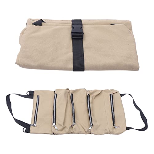 Tool Roll Up Pouch, Roll Up Tool Bag Organizer with 5 Zip Organizer Pouches, Compact Portable Tool Bags for Men, Contractors, Plumbers, Electricians, Hanging Tool Zipper Carrier - view 2