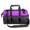 Garden Tools Bag 16 inch Wide Mouth Tool Bag with Molded Base Tool Tote for Women, Heavy Duty,600D polyester fabric (Purple color)