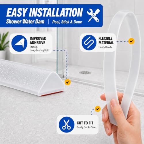 Collapsible Shower Threshold Water Dam Shower Barrier, 98 Inch - view 5