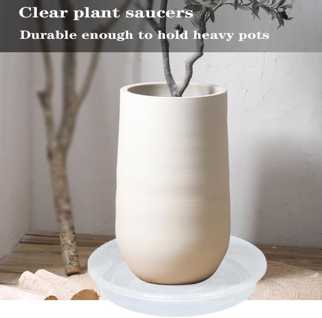 Plant saucer 6 pack of 4 6 8 10 12 14 16 inch, clear plastic flower plant pot saucer, heavy duty plant drip trays saucers for indoor, plant water tray for planters (6", clear) - view 7