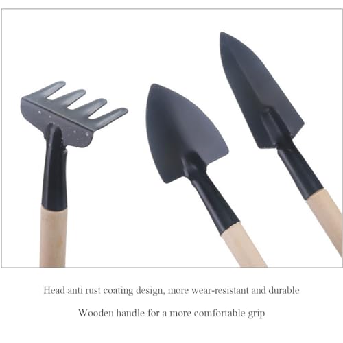 5 Pieces Garden Tools Set for Gardening Women Weeding Hoe rake Spade Greenhouse Indoor Small Hand Planting Tools kit Bonsai Accessories - view 6