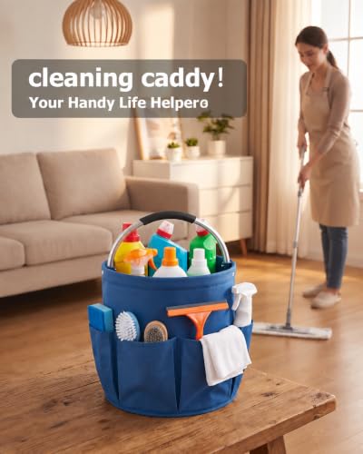 Foldable 4.5Gallon Cleaning Caddy Organizer with 6 Pockets, Non-Slip Handle - view 4