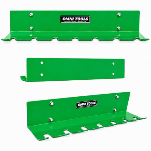 Omni Tool Wall Mounted Paint Spray Gun Holder Holds 7 Guns without Cups or 4 with Cups, Heavy Duty Screw Mount Rack, Stable Scratch-Free Design, Green, 1 Pack 37509