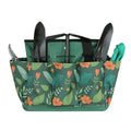 Waterproof Garden Tool Bag, 600D Oxford Portable Gardening Tote with Handle & Multi Pockets, Ideal Gifts for Parents Women (Green Flower, Tools Not Included)