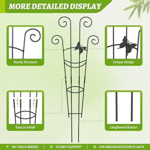 Plant Trellis 2 Pack Trellis for Potted Plants 29.96 in Trellis for Climbing Plants Indoor Plant Support Expandable Metal Monstera Plant Support for Pothos Ivy with Plant Ties - view 3