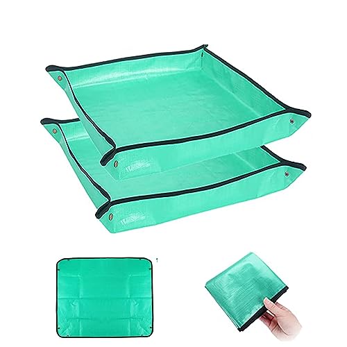 2PCS 39.4" x 39.4" Plant Repotting Mat Waterproof Transplanting Mat Indoor Succulent Potting Mat Portable Gardening Soil Changing and Watering mat Square and Foldable Garden mat