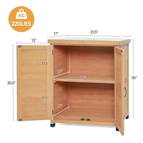 Outdoor Potting Bench with Storage Cabinet and Metal Worktop for Patio - view 3
