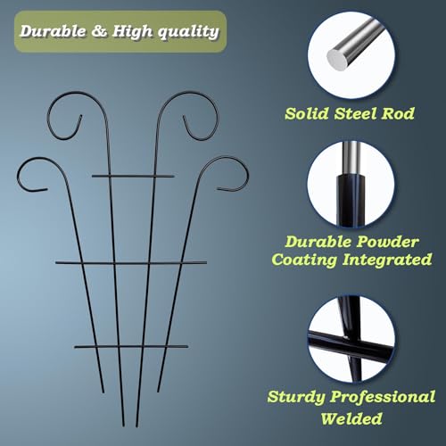 4 Pack 16'' Black Plant Wave Shape Trellis for Potted Climbing Plants Indoor, Outdoor Metal Garden Trellis for Climbing Plants House Plants Flowers Vine Ivy - view 3
