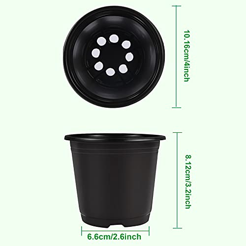 Nursery Pots, 110 Pcs Black Plastic Plant Pots 4 Inches Seed Starting Pots Containers with 110 Labels - view 2
