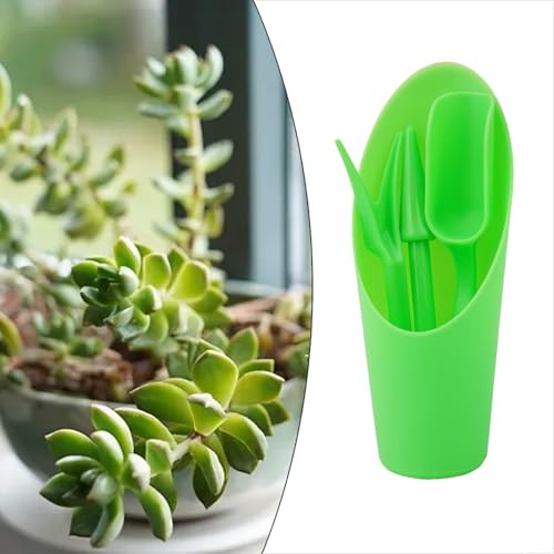 Garden Tool Set 4 Piece Plastic Transplanter Kit with Spoon Shovel Fork for Succulent Planting Nursery Greenhouse Migration Fleshy Plants(Green) - view 5