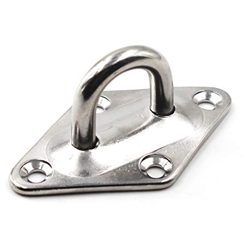 Ceiling Wall Mount Hook Heavy Duty Anchor Diamond Pad Eye Plate 5mm 3/16" 304 Stainless Steel Great for Yoga Swings Hammocks/Boat Rigging/Marine Deck Hardware/Suspension Training Straps - view 2