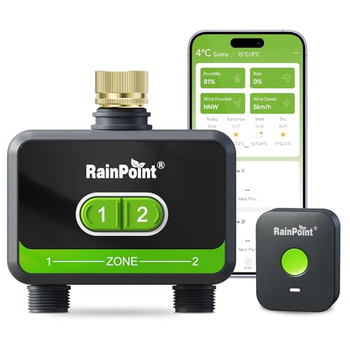 WiFi Water Timer for Garden Hose with Brass Inlet, 2-Zone Smart Sprinkler Hose Timer, WiFi Irrigation Controller, Automatic Watering System for Lawns and Yard
