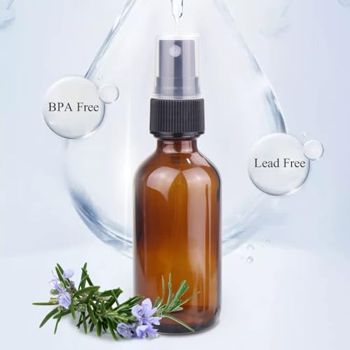 Spray Bottle, 2 oz Fine Mist Glass Spray Bottles, Little Refillable Liquid Containers for Watering Flowers Cleaning (8 Pack, Amber) - view 5