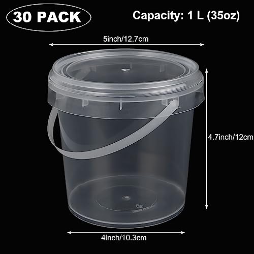 30 PCS 30 oz Slime Containers with Lids and Handles, Plastic 1000ml Storage Bucket Containers, Clear Slime Storage Case for Slime DIY Art Craft, Pigment, Small Tools, Part Material - view 2
