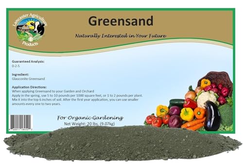 Greensand 20 Pounds Natural Soil Amendment for Garden & Lawns, Rich in Potassium & Iron, Improves Soil Structure & Water Retention