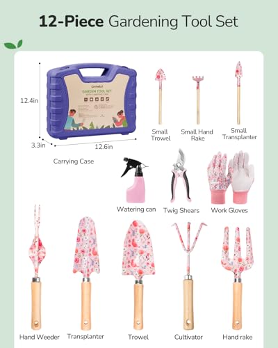 12-Piece Gardening Tools Set with Hard Storage Case, Purple - view 2