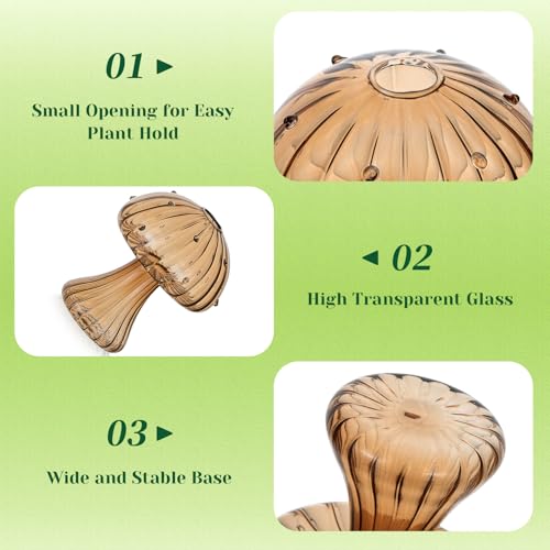 Plant Propagation Station: 5PCS Amber Glass Mushroom Vase for Flower - view 6