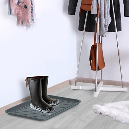 All Weather Indoor Outdoor Boot Mat with Raised Lip, Gray, 19.75" - view 4