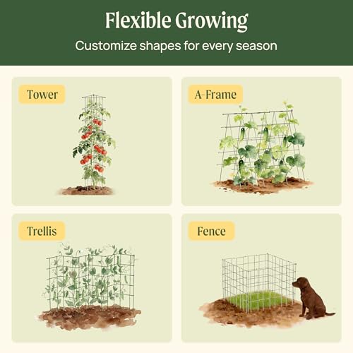 Vego 3-Panel Tomato Cage for Garden & Pots, Rust-Resistant Tomato Stakes Plant Cage Trellis Support for Climbing Vegetables Plants- 11.5" Triangle 4 Pack - view 5