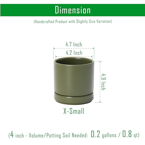 4.7 Inch Ceramic Planter Pot, Olive, 94-O-B-J - view 2