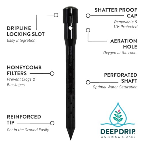 14 in. Plant Watering Stake (3 Pack) (Black) | UV-Protected ABS Plastic Deep Root Irrigation Spike for Yard Plants, Shrubs, Vines - view 6