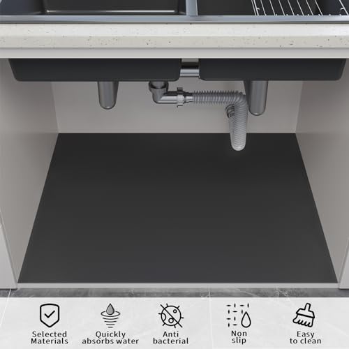 Under Sink Mats-31" x 20" (Cut-to-Fit) Absorbent Shelf Liner for Kitchen&Bathroom Cabinets | Non-Slip, Quick-Dry Cabinet Liner for Under Sink, Vanity & Utility Storage (Grey,31''x20'') - view 4