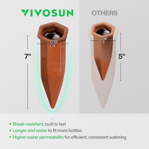 6Pcs Self-Watering Spikes, Hexagonal Terracotta Watering Stakes - view 3