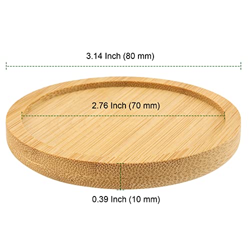 30 Pack 3 Inch Round Bamboo Coasters, Natural Wooden Drink Coasters, Round Bamboo Saucer Decorative Succulent Tray for Cups, Outdoor and Indoor Plant Pots - view 2