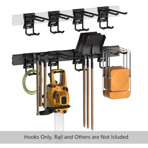 Garage Storage Hooks Compatible with Rubbermaid Fasttrack Rail System, Heavy Duty Double Prong Steel Utility Hooks for Garage Organization, Hose, Tools and Garden Equipment.(Hooks only) - view 3