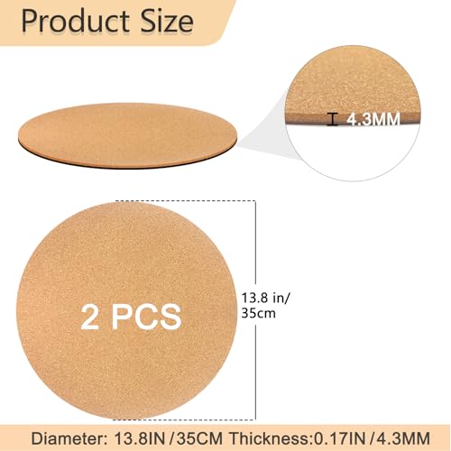 14 Inch Large Cork Plant Coasters, 2 Pieces Cork Plant Mats, Cork Coaster for Planters, Large Plant Coasters for House Plants Indoor Outdoor (Nude & Black) - view 2