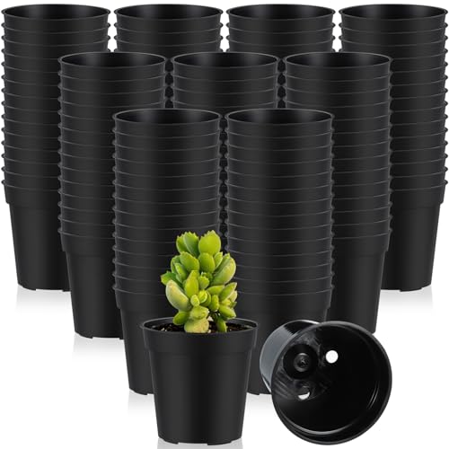 200 Pcs 2 Inch Black Mini Nursery Pots with Drainage Holes