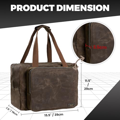 16oz Waxed Canvas Tool Bag – Robust Zipper Garden Tools Tote with 3 Compartments & Padded Handle (Grey) – Tool Organizer for Gardening Wire Cutters Goggles - view 2