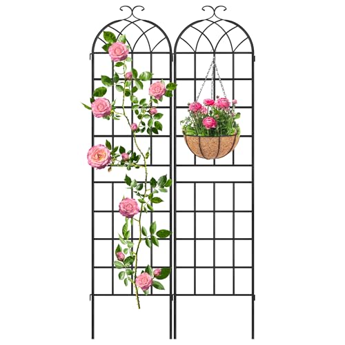 82.7 x 40in Rustic Iron Arch Decoration Garden Trellis with Black Metal Coating – Perfect for Supporting Climbing Plants Outdoor, Roses, Vines, Flowers, and Vegetables.