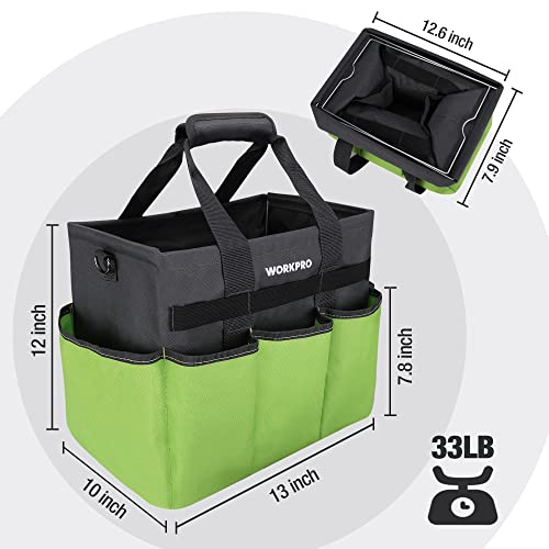 Garden Tool Bag, 10 Pockets and Shoulder Strap, Green - view 2