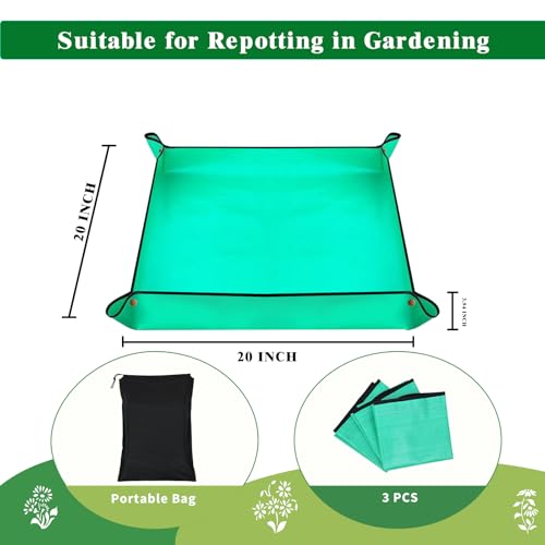 Green Repotting Mat, 3 Pack 26.8x26.8 Inch PE Waterproof Mat for Plants - view 2