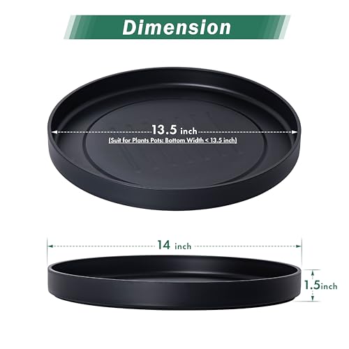 14" Heavy-Duty Plastic Plant Saucer, Black, 21-B-14-1 - view 2