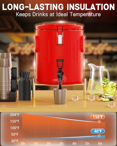 Insulated Beverage Dispenser 3.5 Gallon, Hot Drink Dispenser with Spout,13L - view 6