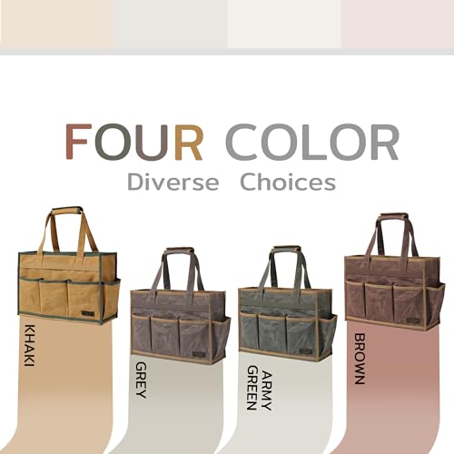 Canvas Large Tool Bag - A Large Main Pocket and 14 Insert Pockets Garden Tool Tote Bag - Durable 16oz Waxed Canvas Tool Case with Handle - Tool not Included - view 6
